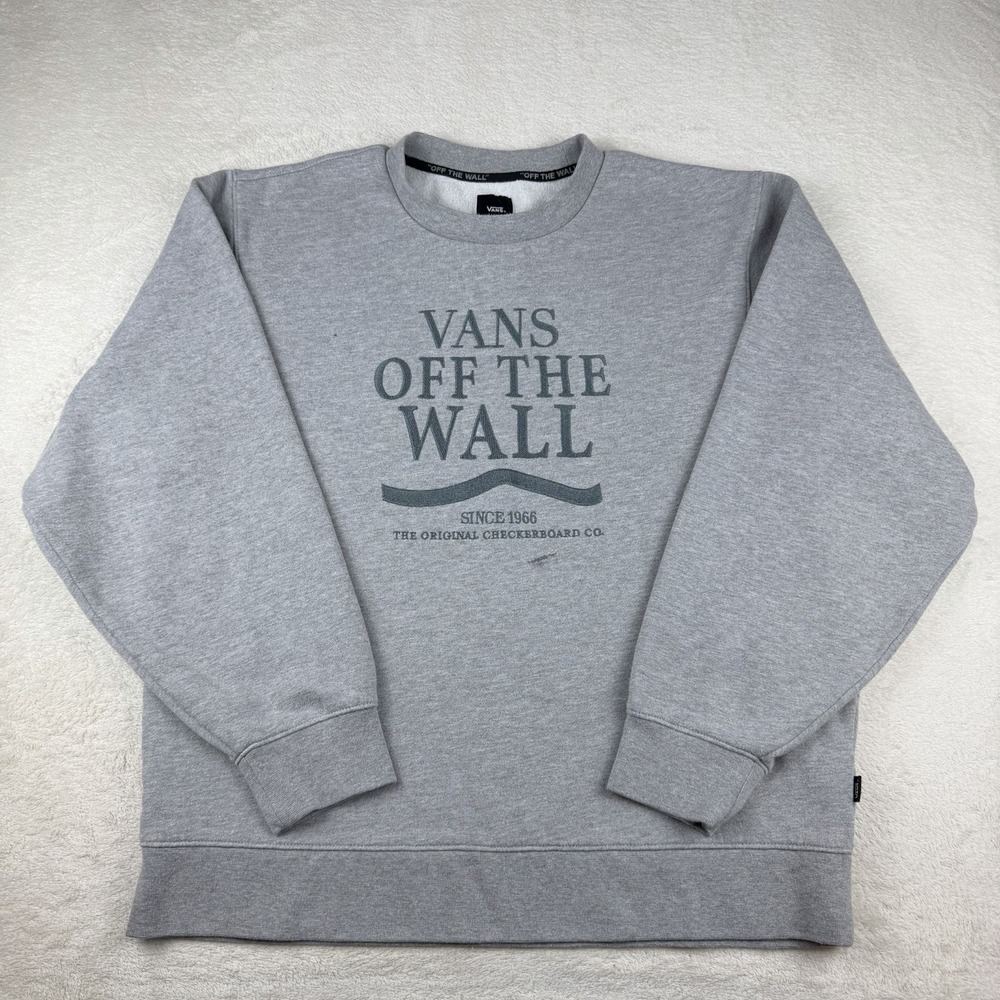 Vans "Off The Wall"‎ Mens Crewneck Sweatshirt Grey Long Sleeve Size M Cotton